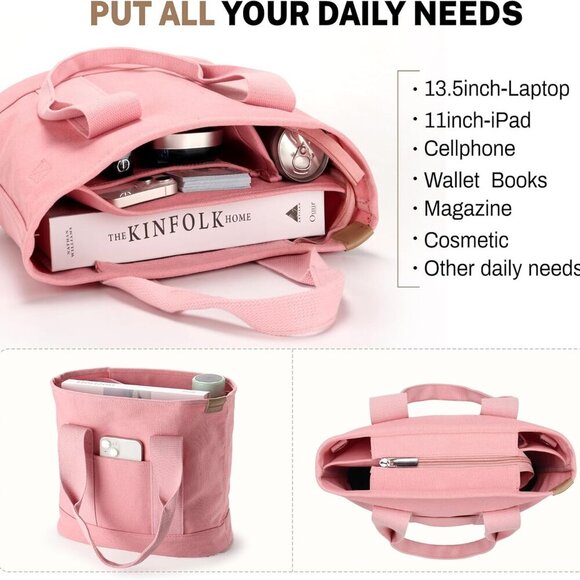 Canvas Tote Bag for Women Crossbody Shoulder Work Gym School Travel Tote Bag Sat - Picture 5 of 7